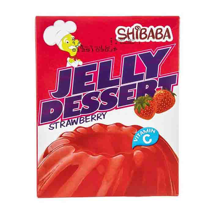 عکس اصلی پودر ژله توت فرنگی شیبابا وزن 100 گرم